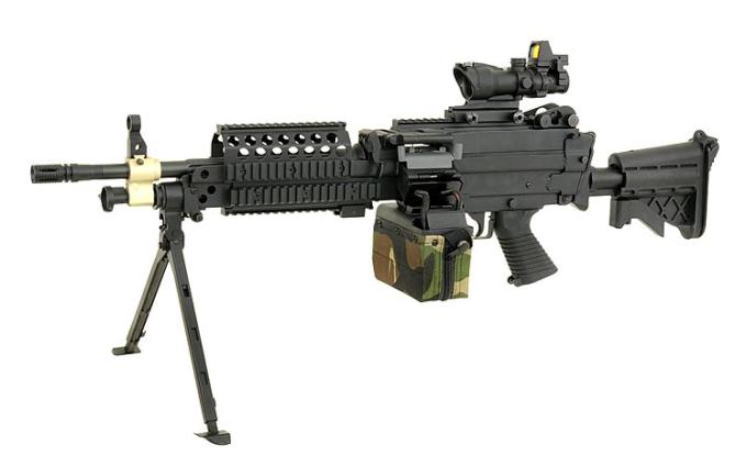 Softair.Zone M249/MK46 1500 Schuss elektrisches Box Mag Olive
